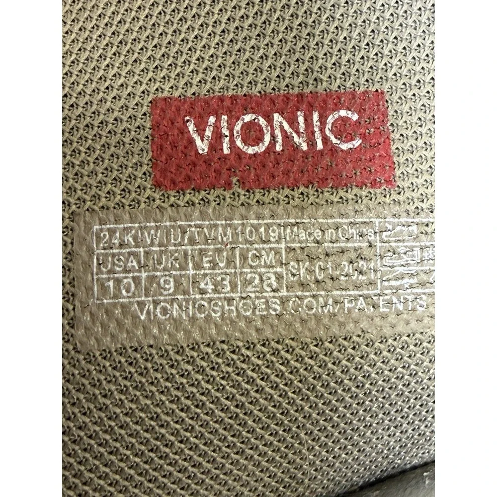 Vionic Kiwi -Men's Motion Control Orthotic Slide Sandal Camel Khaki Sz 10